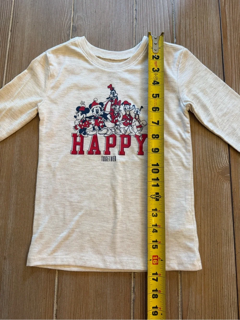 GAP Cream Long-Sleeve 'Happy' Graphic Top with Red & Navy Accents